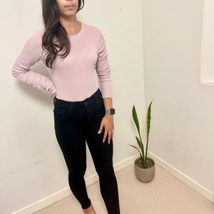 Frank & Oak The Ribbed Pink Long-Sleeve Top